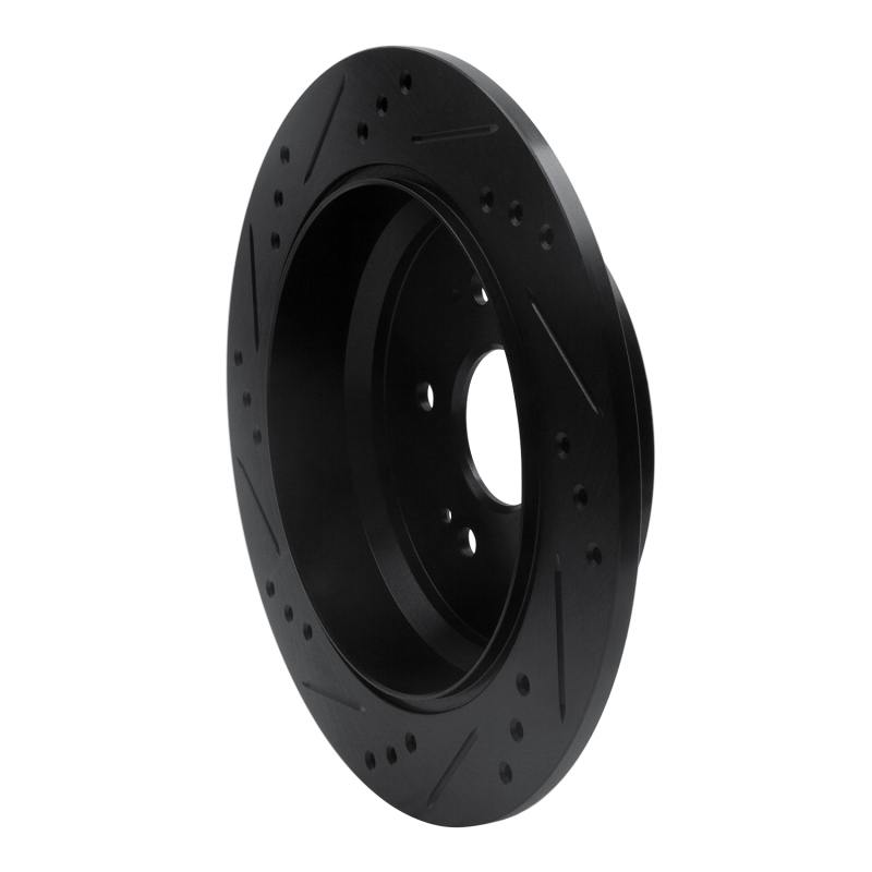 Acura RDX Brake Rotor (1) - Rear Right - R1 Concepts - Drilled & Slotted - Black - `05-`18